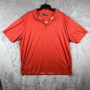 Callaway Polo Mens Size 2XL Red Ventilated Striped Opti-Dri Stretch Golf Shirt‎